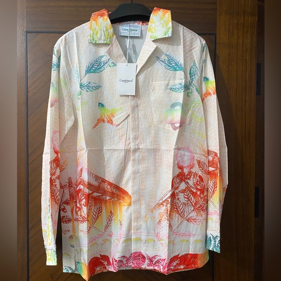 casablanca Other - Casablanca Men’s Multicolor Printed Long-Sleeve Button-Down Shirt - Cream Base